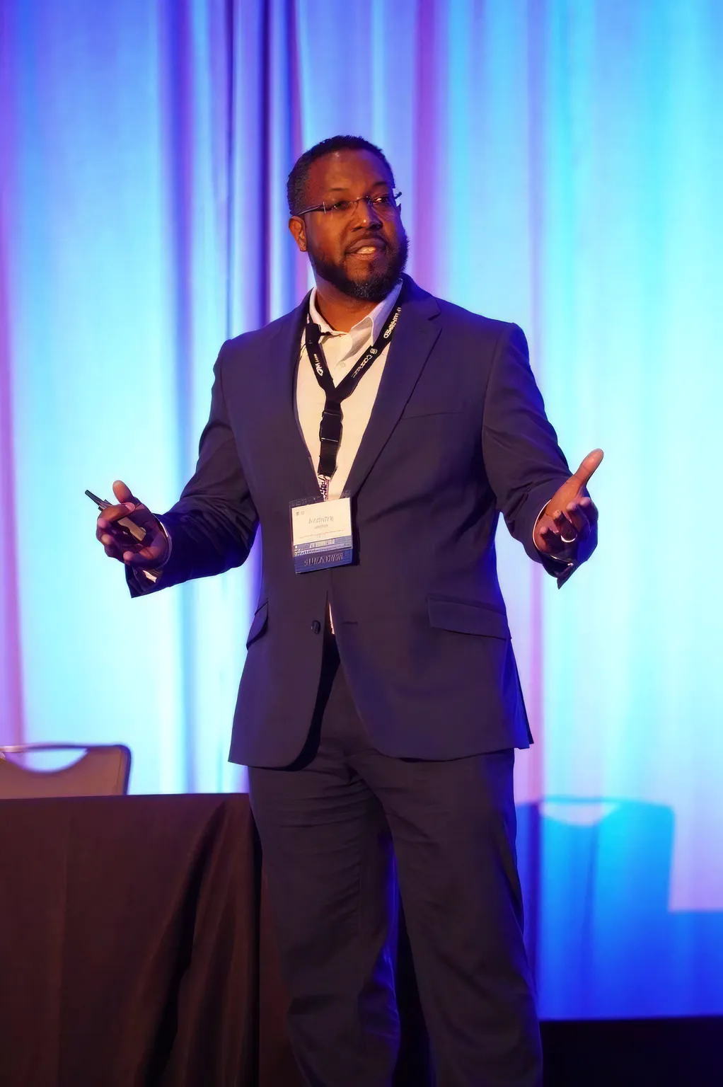 Dr. Anthony Johnson talking at a presentation.